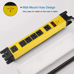 CCCEI Heavy Duty Power Strip Surge Protector with 15A, 6 Plug Industrial Shop Workshop Garden Metal Multiple Outlets, 6FT Extension Cord 1200 Joules ETL Listed, Yellow