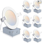 6 Pack 4 Inch LED Recessed Lights with Junction Box, Recessed Lighting 4 Inch 5CCT Dimmable 2700K-6000K, 9W 850lm Canless Downlight-ETL and Energy Star Certified