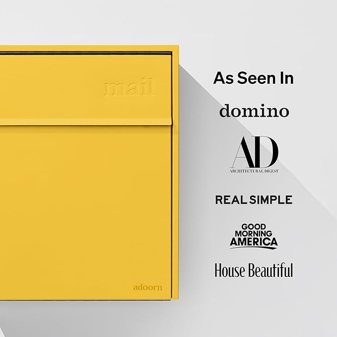 Wall Mount Mailbox - Large, Anti-Theft Locking Mailbox, Weatherproof Mailboxes for Outside The House, 18.5" H x 15" L x 7.5" D (Curb Yellow)