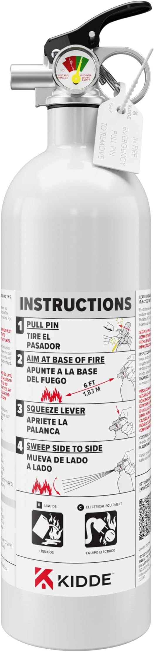 Kidde Fire Extinguisher for Boats, Single-Use 5BC