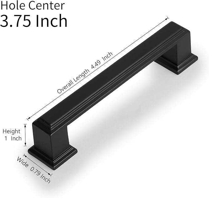 10 Pack 3.75 Inch(96mm) Hole Center Matte Black Modern Cabinet Pulls Kitchen Cabinet Handles Kitchen Cabinet Hardware Timeless Drawer Pulls for Dresser Cupboard Wardrobe, M-Black(3.75x10)