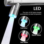 Smart Kitchen Faucet, 3 Modes Pull Down Sprayer, LED Temperature Control, Ceramic Valve,360-Degree Rotation,1 or 3 Hole Deck Plate, Double Spout. 10-Year Warranty. (KW-21SN, Brushed Nickel)