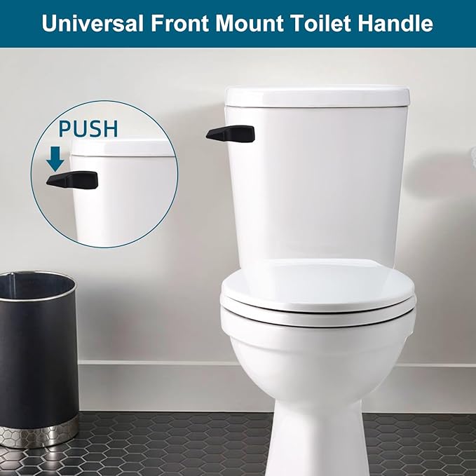 Hygie Rinse 2PACK Universal Metal Toilet Handle Replacement Kit Compatible with American Standard/Mansfield/Gerber Toilet, Front Mount Toilet Tank Flusher Lever with Flapper Chain, Matteblack