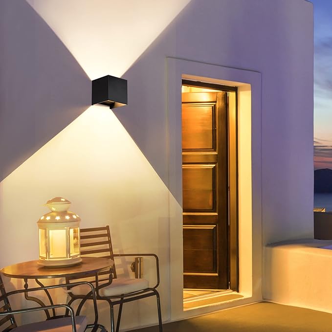 2 Pcs G9 Outdoor Wall Lights Exterior/Interior Wall Sconces Up and Down Lights IP65 Waterproof Modern Outdoor Lighting Square Aluminum Black 3000K Warm Lights Replaceable bulb, Adjustable Light Angle