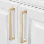 COTYKILEY 10 Pack 6-1/4 Inch(160mm) Brushed Brass Kitchen Cabinet Handles Gold Cabinet Pulls Cabinet Door Handles Kitchen Cabinet Hardware Cupboard