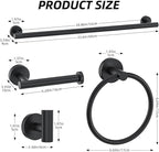 6-Piece Bathroom Hardware Set Matte Black Towel Bar Set,Towel Holder Set for Bathroom, Stainless Steel Wall-Mounted Bath Hardware Accessories Set, 23.6 Inch