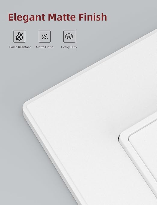 AIDA Matte White Single Pole Decors Light Switch with Screwless Wall Plate Cover, 15Amp, 120/277V, Paddle Rocker Switch Replacement, On/Off Wall Switch,Residential Grade, UL/CUL (10 Pack)