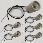 Diodesy- Medium Light Socket with Side Clip & Ground Wire 60W Max Lamp Holder Heat Resistance Replacement Ceramic E26 Bi-Pin Base for DIY Repairs or Upgrades Pack of 6