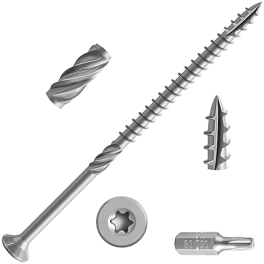 #10 * 4" 304 Stainless Steel Deck Screws, (860pcs) 15 lbs.Exterior Wood Screws, Rust Resistant epoxy Coated, Bronze, T25 Star Bit