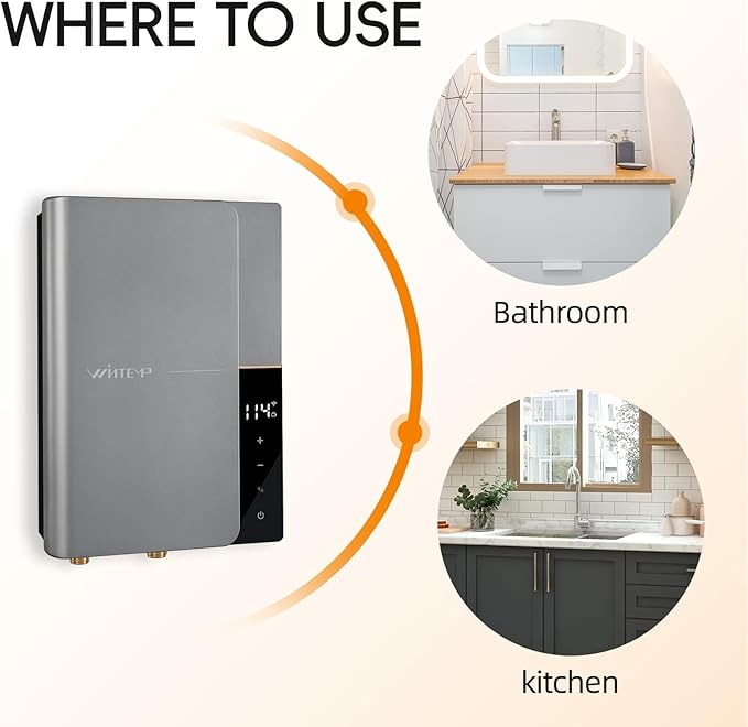 11kW 240V Tankless Water Heater Electric, On Demand Instant Hot Water Heater, Up to 2.6 GPM, with LED Temperature Display, Self-Modulating Technology ETL Certified