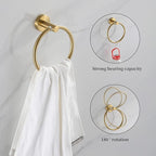 Bathroom Hardware Set Brushed Gold, 10pcs Towel Bar Set Including 2pcs16 inch Towel Bars, Toilet Paper Holders, Towel Rings and 4pcs Robe Towel Hooks
