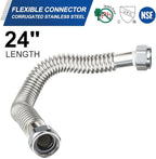 (Pack of 2) EFIELD 24-inch 1" FIP X 1" FIP Flexible Stainless Steel Corrugated Hose Connector for Water Heater, Water Softener,(HOSE042)