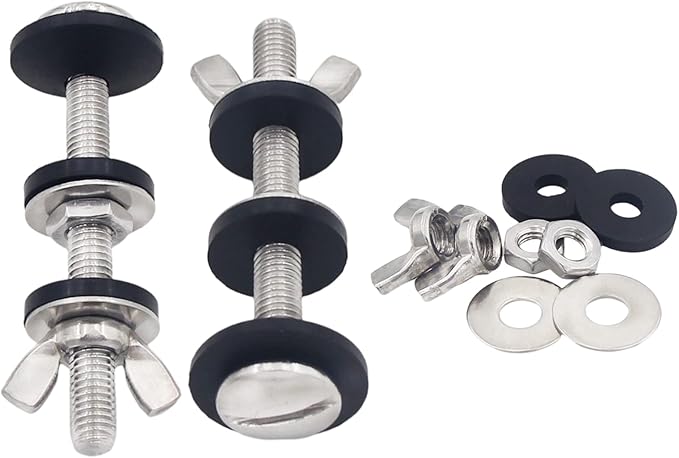 Universal Toilet Tank To Bowl Gasket,2 Kind Gasket and 2 Sets 5/16*3.15 inch Stainless Steel Heavy Duty Rustproof Bolt Hardware Kit,Fits Most 2-Inch and 3-Inch flush valve opening 2-Piece Toilet Tanks
