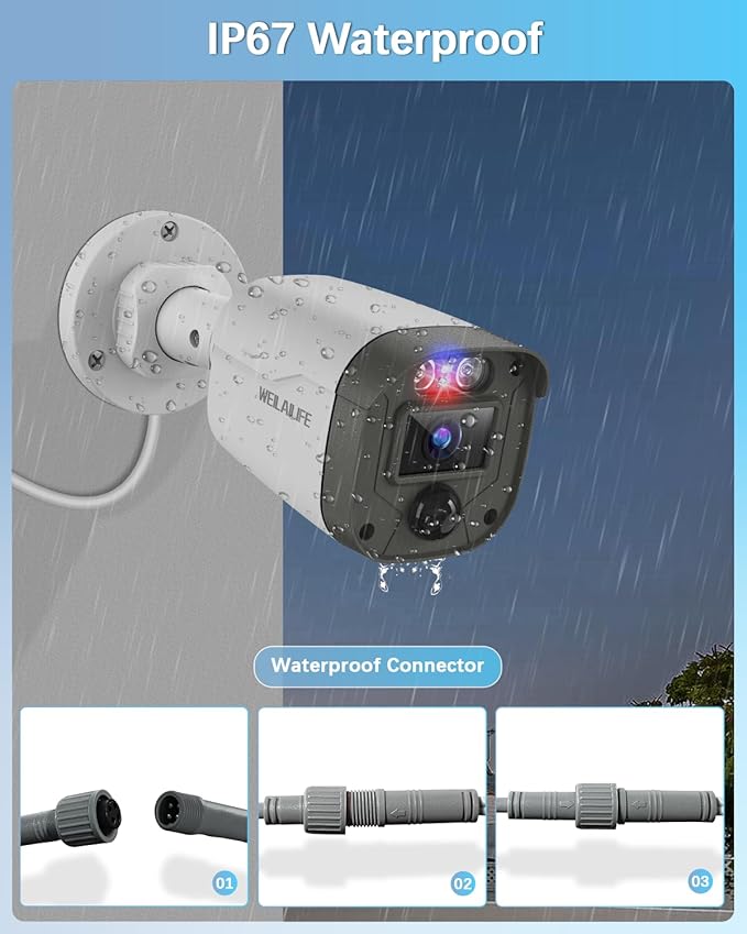 【Flashing LEDs Visual Alert】 Outdoor Wired Security Camera System, Home Video Surveillance Systems, CCTV Cameras System