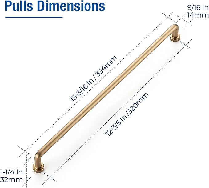 JOY DECOR Cabinet Pulls – 12-3/5 Inch Hole Center, Champagne Bronze, 10 Pack, Zinc Alloy Cabinet Handles for Drawers & Cupboard – Vintage Style Hardware for Kitchen, Bathroom, Dresser