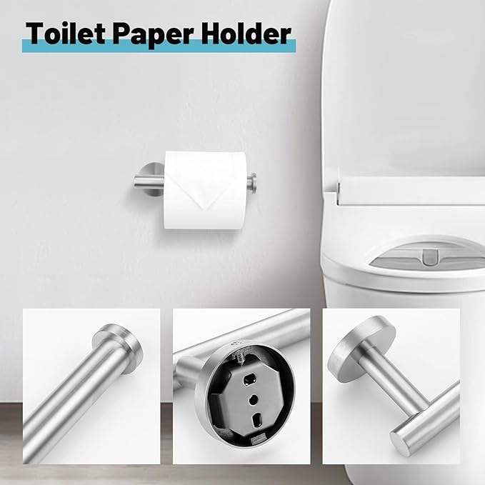 10 Pieces Brushed Nickel Bathroom Hardware Set, SUS304 Stainless Steel Towel Holder Set Includes 23.6 Inch Towel Bar, Toilet Paper Holder, Towel Ring and Towel Hook Wall Mount Bathroom Accessories Set