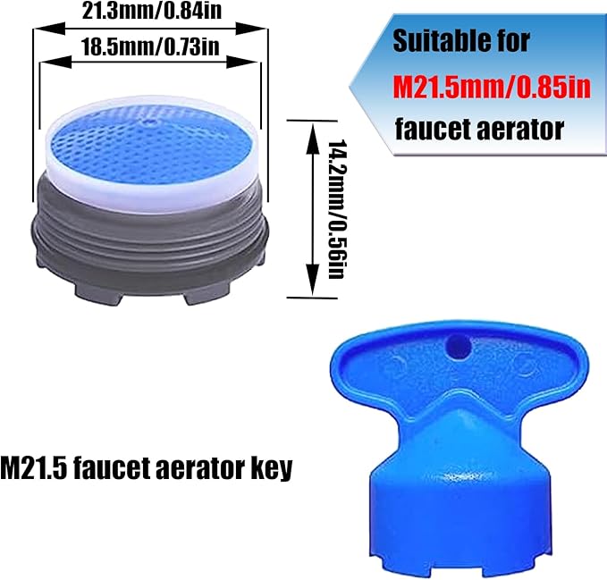 4PCS Faucet Aerator M21.5 Plug-In Faucet Aerator Faucet Restrictor Replacement Parts for Kitchen Bathroom Sink Aerator with Key Removal Wrench Tool 1.8GPM 21.5mm/0.85inch