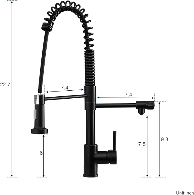 MENATT 3 Way Kitchen Faucet with Drinking Water Faucet, Dual Handles Pull Down Kitchen Faucet, 3 in 1 High Arc Water Filter Purifier Faucets, Matte Black