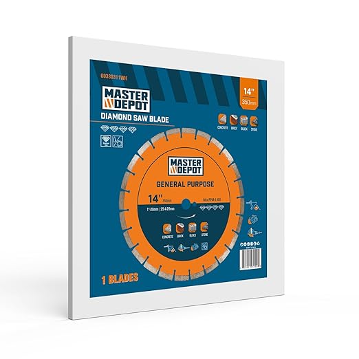 14 inch Diamond Saw Blade for Angle Grinder,Segmented General Purpose Blade Dry/Wet Cutting Blade for Concrete, Paver, Masonry, Terrazzo, Stone, Granite, Block, 1"-7/8" Arbor (3 Pack)