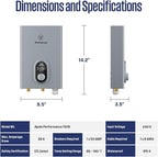 Westinghouse 11kW 240V Tankless Water Heater Electric, Up to 2.6 GPM Instant Hot Water Heater, 1-3 Point of Use Hot Water, Wi-Fi Enabled, APOLO-11k