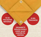 Mytee Products 7' x 9' Tan 12oz Canvas Tarp with Grommets - Water Resistant - Heavy Duty Canvas Tarps - Multipurpose Tarpaulin Cover for Canopy Tent, Roof, Camping, Semi Trucks & Cargo