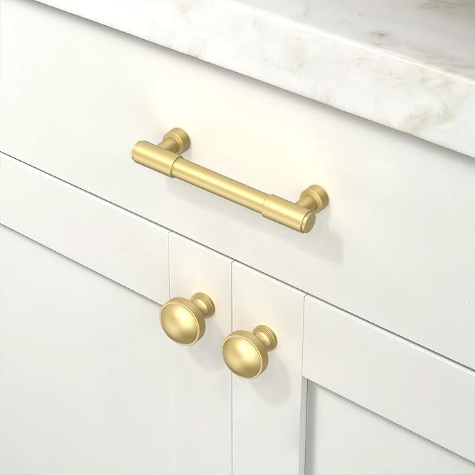 10 Pack Brushed Gold Cabinet Pulls 3.75 Inch(96mm) Kitchen Cabinet Handles Cabinet Hardware for Drawer Pulls