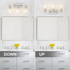 3 Light Bathroom Light Fixtures Brushed Nickel Vanity Light Over Mirror Modern Farmhouse Wall Lighting Sconces Wall Lamp for Bathroom, Bedroom, Living Room E26 Socket with Glass Shade