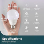 Linkind A19 LED Light Bulbs Dimmable, 60W Equivalent, Energy Efficient 9W, 2700K, 800 Lumens, E26 Standard Base, Lighting for Bedroom Living Room Home Office, 6 Packs