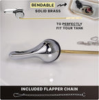 Mesora Universal Metal Front Mount Toilet Handle Replacement Kit with Flapper Chain, Pure Brass and Aluminum, Compatible with Most Toilets - Chrome