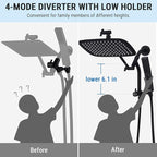 G-Promise All Metal 10 Inch Shower Head with Massage Mode Handheld, Rain Shower Head with Handheld Spray Combo, 3-Way Diverter with Pause Setting, 11 Inch Adjustable Extension Arm (Matte Black)