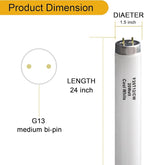 (6Pack) F20T12/CW 20 Watt Cool White 24Inch Fluorescent Light Bulbs,T12 20W 24 Inch Fluorescent Tube,4100K, Replacement for F20T12/CW/ALTO, F20T12/CW/ECO, F20T12/SP41/ECO,G13 Base,1400 Lumens