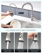 APPASO Touchless Kitchen Faucet with Pull-Down Sprayer, Kitchen Sink Faucet Touchless Brushed Nickel, Single Handle Hands-Free Motion Sensor Faucets Suitable for 1 or 4-Hole Sink, Stainless Steel