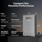 FOGATTI Propane Gas Tankless Water Heater Outdoor - Max 8.1 GPM 180,000 BTU, CSA Certified Compact Design On Demand Instant Hot Water Heater - Instagas Comfort 180S Series