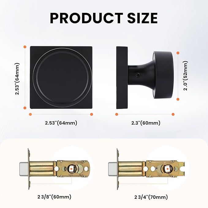 Haidms Black Passage Door Knobs Interior, Heavy Duty Round No Key Matte Black Closet Door Knobs for Hall Closet, Passage Doorknobs Hallway (2 Pack)