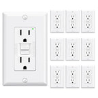 ELEGRP GFCI Outlet 15 Amp, Self-Test GFI Electrical Outlet with Narrow Design, GFCI Receptacle with LED Indicator, UL Listed, White, Wall Plate Included, 10 Pack