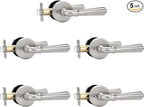 Orger 5Pack Satin Nickel Privacy Door Lever Interior Door Handle with Lock, Keyless Bed Bath Door Handle Round Door Lever Reversible for Left & Right, Modern Privacy Door Lock Stainless Steel