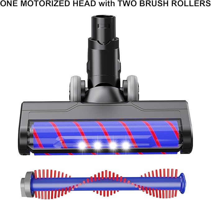 Upgraded Hardwood Floor Vacuum Attachments with Headlights for Dyson V6 DC59 DC61 DC74 , Replacement Parts Motorhead,Soft Roller &PP Bristle Motorized Brush Accessories for Tile,Carpet,Rug Cleaning.