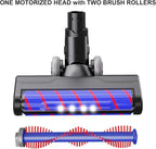 Upgraded Hardwood Floor Vacuum Attachments with Headlights for Dyson V6 DC59 DC61 DC74 , Replacement Parts Motorhead,Soft Roller &PP Bristle Motorized Brush Accessories for Tile,Carpet,Rug Cleaning.