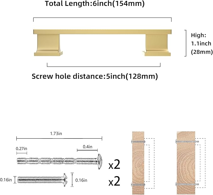 COTYKILEY 10 Pack 5 Inch(128mm) Brushed Gold Cabinet Handles Gold Kitchen Cabinet Pulls Cabinet Door Handles Kitchen Cabinet Hardware