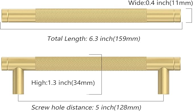 Amerdeco 10 Pack Brushed Gold Cabinet Pulls 5 Inch(128mm) Hole Center Drawer Pulls Cabinet Hardware Kitchen Cabinet Handles for Bathroom ZH0031