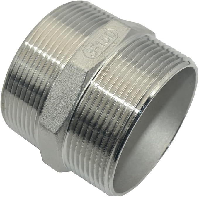 1/8" ~3" NPT Male Threaded Hex Nipple,Stainless Steel 304 Quick Coupler Pipe Fitting (3")