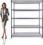 60"x24"x72" Black 5-Tier Premium Metal Wire Shelving NSF 4000 LBS MAX Capacity Heavy Duty Steel Storage Rack for Warehouse, Garage, Hospital, Commercial Space & School w/Premium Wheels