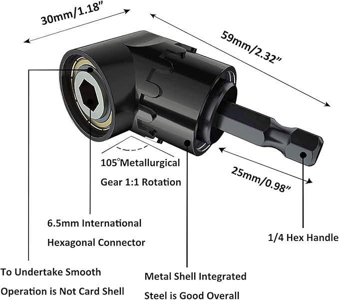 Impact Grade Socket Adapter Set - 3 Pcs Extension Drill Bit Socket Wrench Adapter for Impact Driver 1/4 3/8 1/2" Drive, 105 Degree Right Angle Drill Attachment for Household Workplace Industry