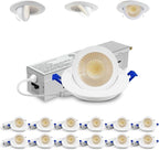Adetu 2 Inch 5CCT Gimbal Led Recessed Lighting with Junction Box, 360°+90° Adjustable Recessed Can Lights, 2700K/3000K/3500K/4000K/5000K Selectable, 5W Eqv 50W, 550LM Brightness - ETL (White,12 Pack)