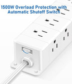 30W USB C Power Strip Surge Protector,Ultra Thin Flat Plug Power Strip 4 Side 12 Outlets,PD Fast Charing,2 USB-C, 2 USB-A(4 USB Total 40W),6ft Slim Extension Cord,16 in 1 Desk Power Bar,1200J White