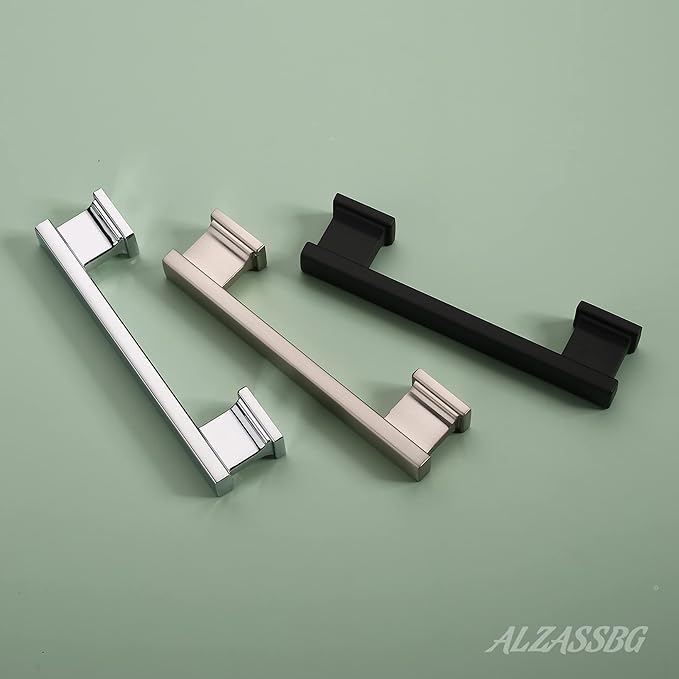 Alzassbg 15 Pack Matt Black Cabinet Pulls, 3-3/4 Inch(96mm) Hole Centers Kitchen Cabinet Handles for Cabinets and Drawers AL3061MB