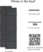 Board & Batten Vinyl Shutters (1 Pair) | 14.5"x81" (4-Board) - Cornerstone Grey | Exterior Window Shutters | Includes Mounting Hardware | Simple Installation | Made in USA