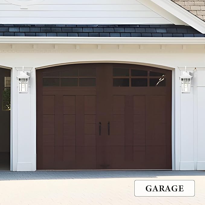 Darkaway Outdoor Wall Lights for House, Exterior Lighting Fixtures Wall Mount Outdoor Porch Lights Waterproof White Outdoor Sconce Lights with Seeded Glass for Patio Hallway Garage