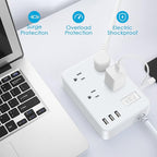 Jgstkcity Outdoor Waterproof Power Strip, 4 Flat Plug Outlets and 3 USB Ports, Mountable Weatherproof Surge Protector, Multi Outlet Extension for Camping, Garden, Kitchen, Bathroom, 6ft Cord (Grey)