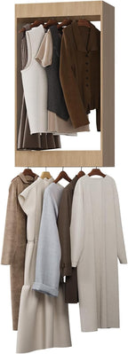 Double Hanging Closet Unit, Modular Closet System, Wood Closet System Organizer with Storage for Walk in Closets, Clothing Rack Wardrobe Closet for Hanging Clothes, Bedroom, Wood, 25.5" W